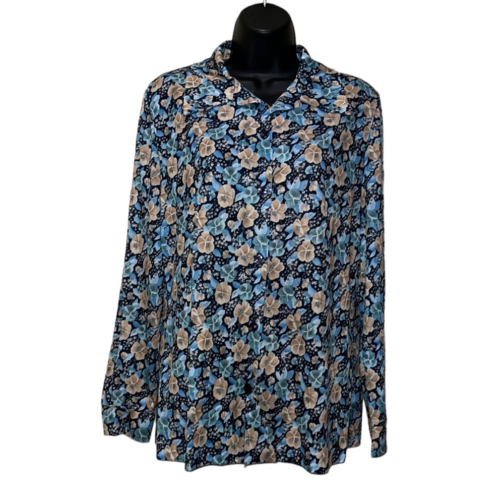 Vintage 70s MAR-LEK Button Blouse/Top~Floral Print